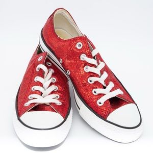Ruby Red Sequin All Star CONVERSE Sneakers sz 7M/9W- Wedding Event Date Prom